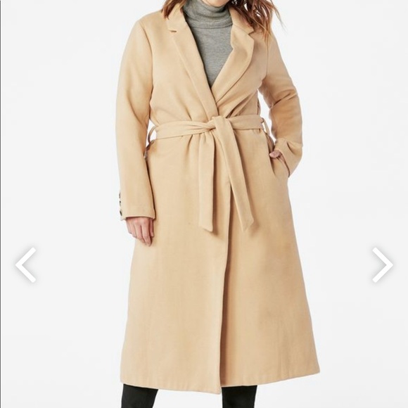 plus size camel wrap coat